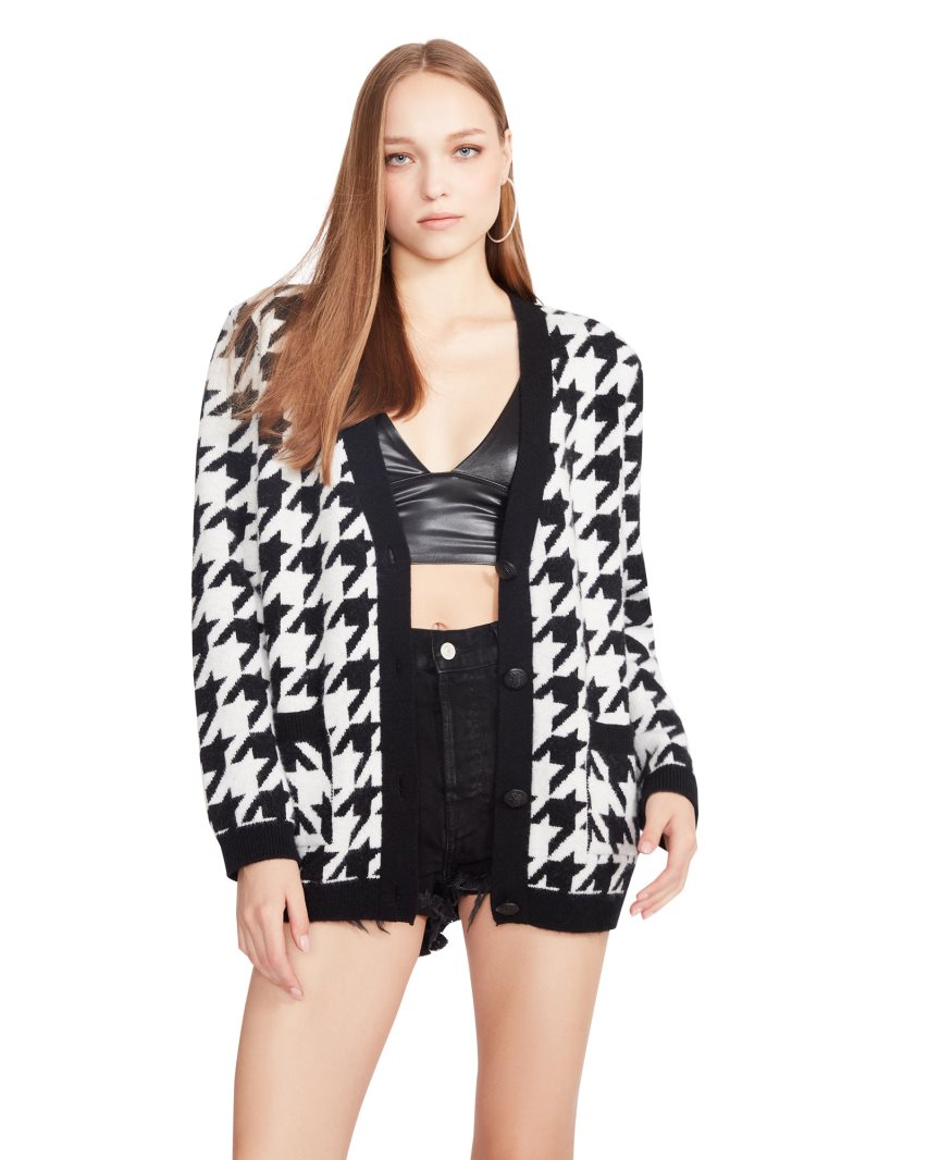 Black / White Steve Madden Marina Women's Cardigan | PH 6758XKF